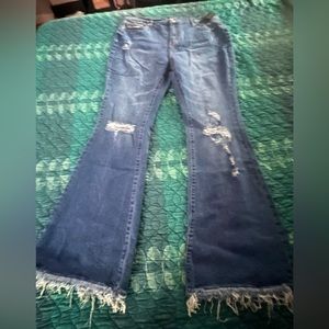Denim Blue distressed jeans size 14 stretch